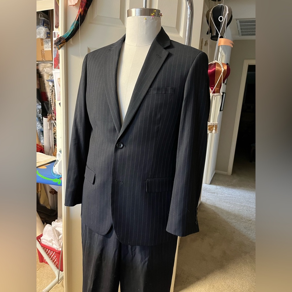 Charcoal Grey two-piece Suit with Classic Pinstripes
